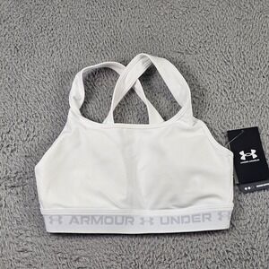 Under Armour Sports Bra Womens Medium White Compression Medium Support Crossback
